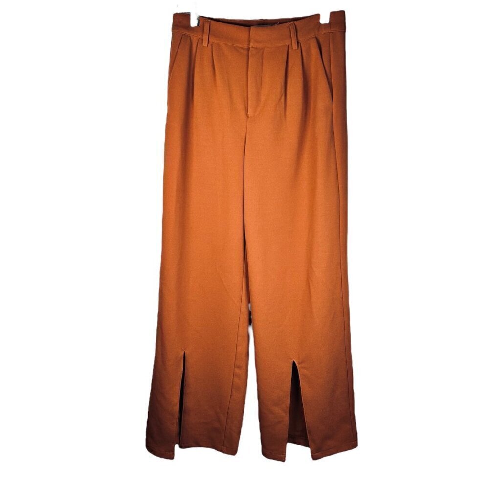 2/$30 Happily Grey Size 1 Pleated Pants Front Slit Wide Leg Trouser Work Office